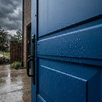 Flüssiggummi Dunkelblau RAL 5005 — Garagentor im Regen